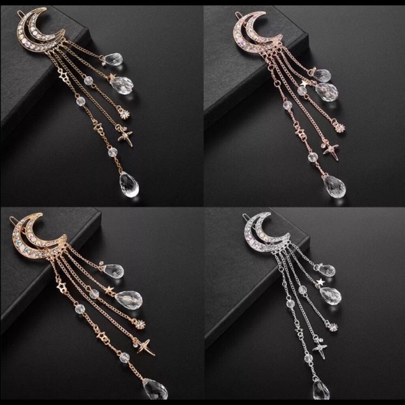 🌟HPx3🌟🌺NEW🌺 Boho Stars Moon Crystal Hair Clip - Picture 3 of 3